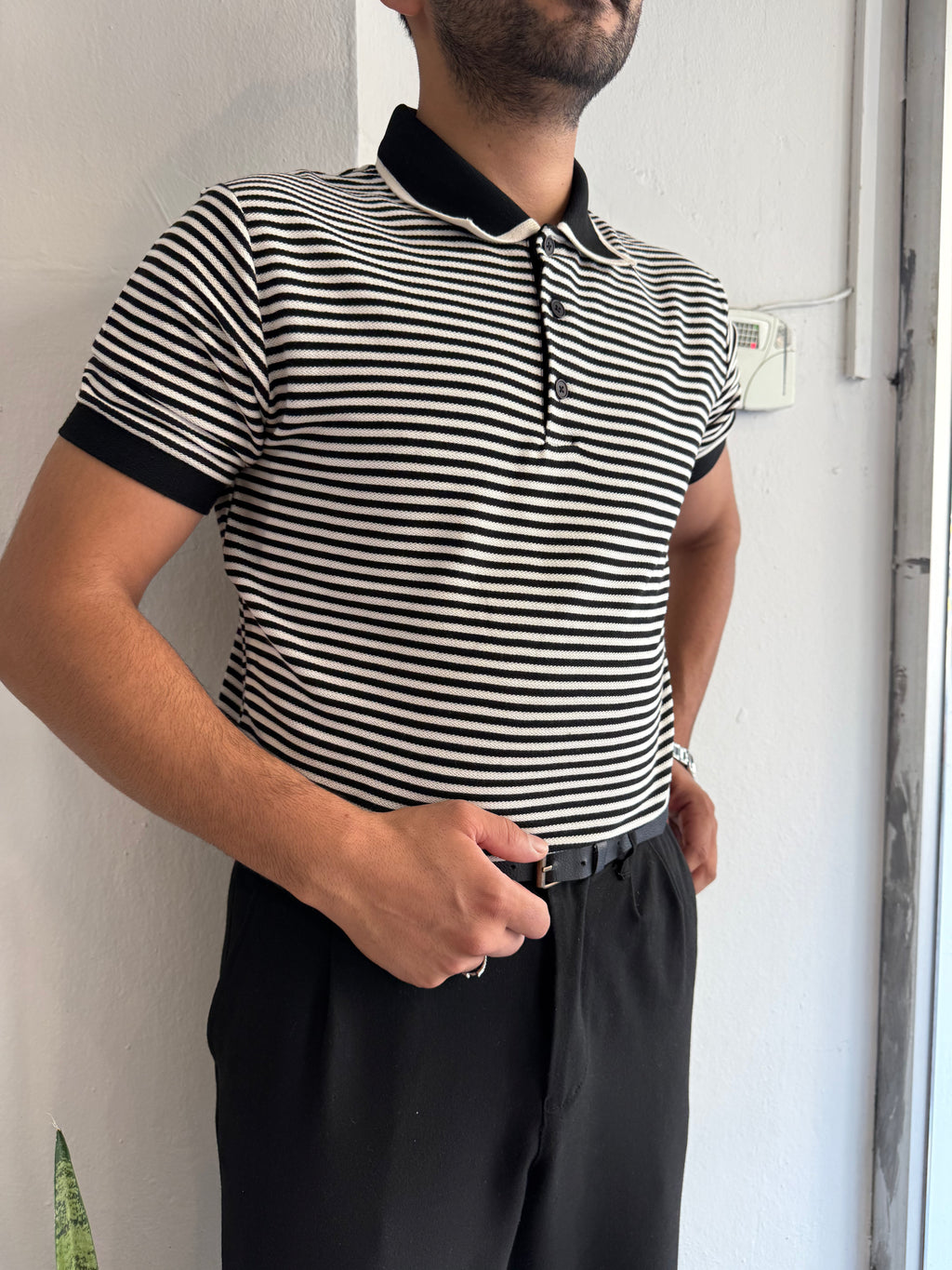 Siyah Çizgili Polo Yaka