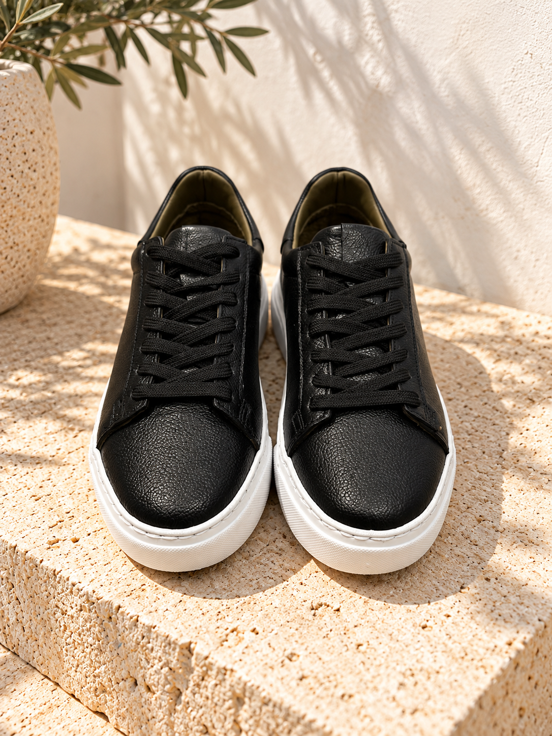 🖤 Premium Siyah Deri Sneaker Beyaz Taban