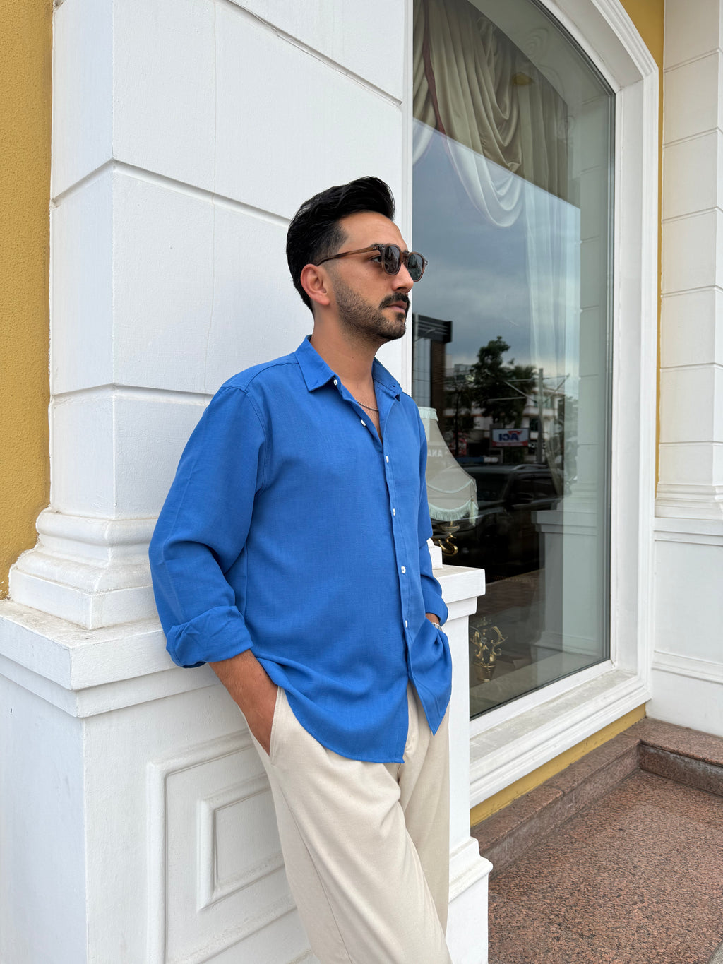 Mavi GG Gobiş Oversize Keten Gömlek