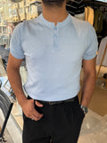 MR Henley Yaka Tişört - Bebe Mavisi