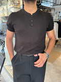 MR Henley Yaka Tişört - Siyah